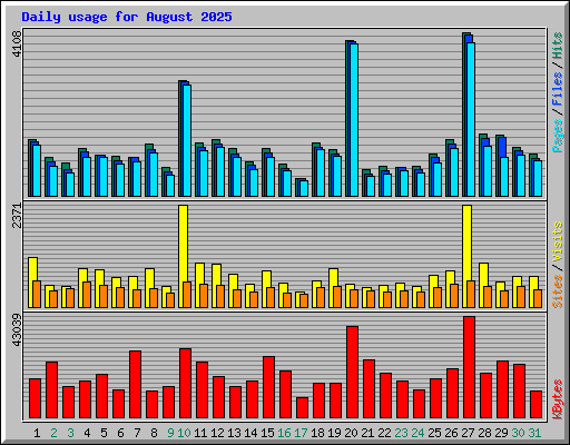 Daily usage for August 2025